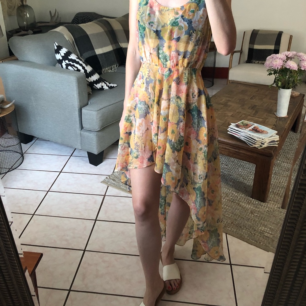 LF Millau high low sheer floral dress 🌼